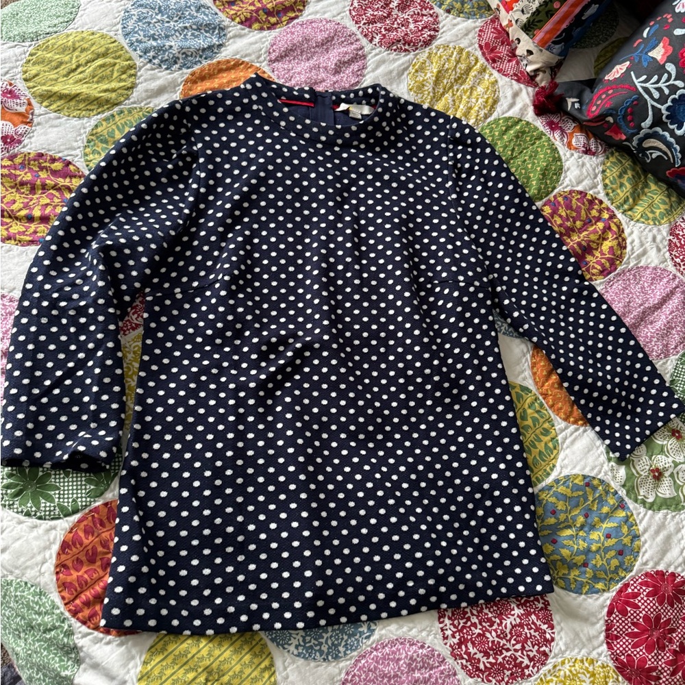 Boden Aria Jersey Jacquard Top Navy Ivory Spot Size 8 - Picture 8 of 14